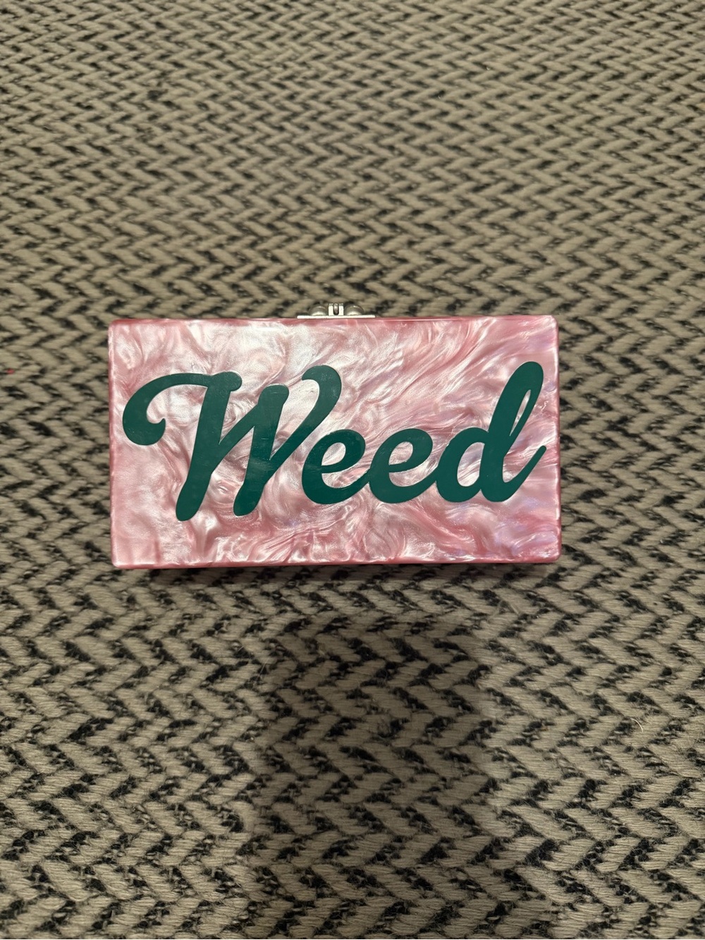 Edie Parker pink pearlescent “Weed” clutch